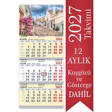 Sticker Art 2027 Büyük Boy Gemici Takvimi Denizci Duvar Takvimi Sarı Renk 33x77,5 cm