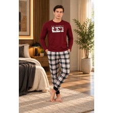 Gd Goldoremi Erkek Premium Pamuklu Rahat Kalıp Ekose Uzun Kollu Pijama Takım