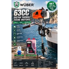 Wüber 3 Hp 63CC Dıştan Takmalı Tekne Motoru – 2 Zamanlı Uzun Şaft + Işık + 2t Yağ Seti