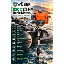Wüber 63CC 3,8 Hp Benzinli Deniz Motoru – Şişme Bot Sandal Tekne Için 2 Zamanlı Motor
