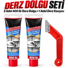 Badem10 Beyaz Hazır Derz Dolgu Seti 2 Adet 400 Gr 1 Adet Derz Kazıyıcı Fayans Arası Temizleme Yenileme Seti