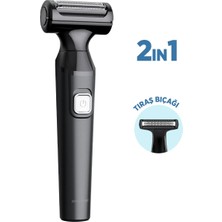 Polosmart PSR103 Erkek Vücut Bakım Cihazı 2 Başlıklı Ipx6 Su Geçirmez Sıfır Tıraş Makinesi Siyah
