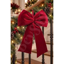 BeySüS Yılbaşı Ağacı Süsü Bordo Kadife Fiyonk 55 cm