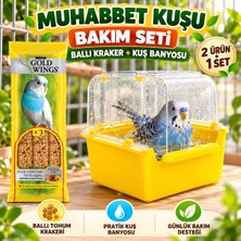 Quik Muhabbet Kuşu Ballı Kraker 3'lü ve Sarı Kuş Banyosu Seti