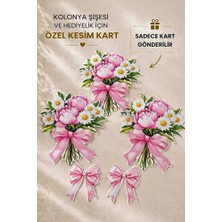 Etiket Dükkanı Çiçek Buketi Desenli Kolonya Şişesi Kartı - 15 Adet - Özel Kesim