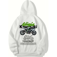 Brz Collection Unisex Oversize Ninja H2R Hoodie (Beyaz)