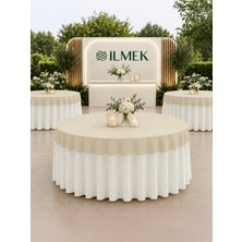 İlmek Kum Beji Premium Masa Örtüsü Kapağı - Restoran, Otel, Düğün Salonu ve Organizasyonlar için