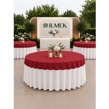 İlmek Bordo Premium Masa Örtüsü Kapağı - Restoran, Otel, Düğün Salonu ve Organizasyonlar için
