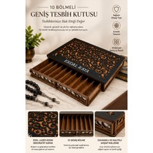 KutuTR Kişiye Özel Ahşap Tesbih Kutuları Tekli, 2, 3, 4 ve 5 Katlı Modeller Lazer Kesim Siyah Desenli Kapak TGS004