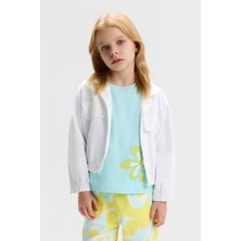 Nk Kids Kız Çocuk 4-8 Yaş Tensel Kumaş Mevsimlik Ceket Beyaz