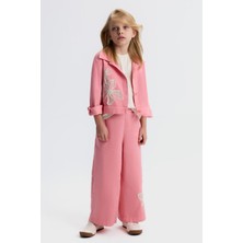 Nk Kids Kız Çocuk 4-8 Yaş Çiçek Işlemeli Renkli Denim Ceket Pembe