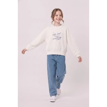 Nk Kids Kız Çocuk 8-14 Yaş Desenli Sweatshirt Krem