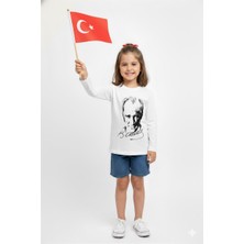 Mojo Bebek Unisex Garson Çocuk Atatürk Baskılı Uzun Kol T-shirt 9033 Beyaz