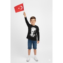 Mojo Bebek Unisex Garson Çocuk Atatürk Baskılı Uzun Kol T-shirt 9033 Siyah