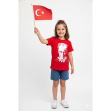 Mojo Bebek Unisex Çocuk Atatürk Baskılı Kısa Kol T-Shirt 9034 Kırmızı