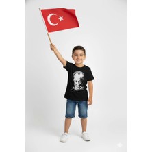 Mojo Bebek Unisex Çocuk Atatürk Baskılı Kısa Kol T-shirt 9034 Siyah