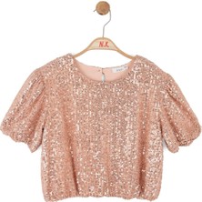 Nk Kids Kız Çocuk 8-14 Yaş Pul Payet Karpuz Kol Bluz Pembe