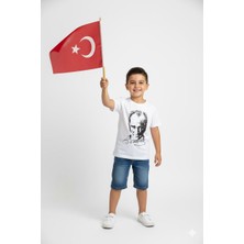 Mojo Bebek Unisex Garson Çocuk Atatürk Baskılı Kısa Kol T-shirt 9435 Beyaz