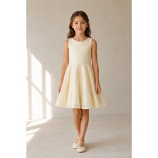 Nk Kids Kız Çocuk 8-14 Yaş Payet Işlemeli Astarlı Şifon Elbise Krem