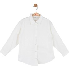 Nk Kids Kız Çocuk 4-8 Yaş Dokuma Desenli Pamuklu Gömlek Beyaz