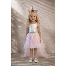 Mojo Bebek Mojo Kız Çocuk 3-7 Yaş Unicorn Temalı Crop-Etek Ikili Takım Pembe