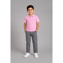 Mojo Bebek Tr Unisex Çocuk Polo Yaka Kısa Kol Pamuklu Okul T-Shirt Pembe