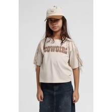 Escabel Kız Çocuk 5-14 Yaş Cow Girl Püsküllü  Kısakol T-Shirt Bej