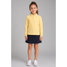 Mojo Bebek Tr Unisex Çocuk Polo Yaka Uzun Kol Pamuklu Okul T-Shirt Sarı