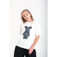 Mojo Bebek Loco Loco Kız Çocuk 8-15 Yaş Süprem Ayıcık Baskılı T-Shirt Beyaz