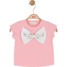 Nk Kids Kız Bebek 1-4 Yaş Fiyonk Detaylı Kısa Kol T-Shirt Pembe