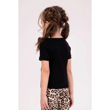 Mojo Bebek Mojo Kız Çocuk 4-9 Yaş Leoparlı Kaskorse Body 0607 Siyah