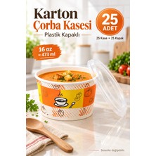Ezupack 25 Adet Kapaklı Karton Kase Çorba Salata Aşure Yemek Kasesi Piknik Tabağı 14 Oz Karton Kase Isıya Da