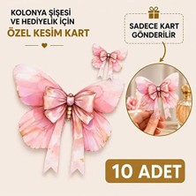 Etiket Dükkanı Özel Kesim Kelebek Pembe Kart/kolonya Şişesi/hediyelik -10 Adet
