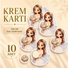 Etiket Dükkanı Özel Kesim Gelinlik Kart/krem Kartı/hediyelik -10 Adet