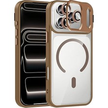 Acex iPhone Magsafe Uyumlu Şeffaf Manyetik Telefon Kılıfı Standlı Kamera Korumalı Darbeye Dayanıklı Premium Kapak Lens Hediyeli