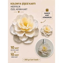 Etiket Dükkanı Özel Kesim Beyaz Çiçek Kolonya Kartı / Hediyelik -10 Adet