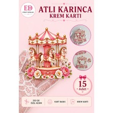 Etiket Dükkanı Atlı Karınca Temalı Krem Kartı Pembe | Krem ve Hediyelik Için | 15 Adet