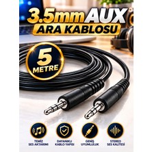 3.5mm Aux Kablo 5 Metre / Erkek To Erkek / Bilgisayar, Macbook, Mp3, Araba, Tv, Cep Telefonu, Hoparlör Uyumludur