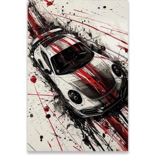 Steelartdec Gümüş Spor Araba Splash Sanat Cam Tablo