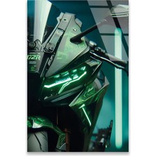 Steelartdec Yeşil Kawasaki Ninja Neon Cam Tablo