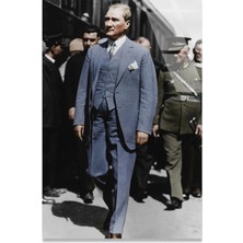 Steelartdec Atatürk Mavi Takım Elbise Cam Tablo