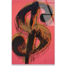 Steelartdec Warhol Dolar Işareti Pop Art (Pembe) Cam Tablo