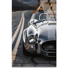 Steelartdec Klasik Araba ve Yol Cam Tablo – Nostaljik Otomobil Duvar Dekoru