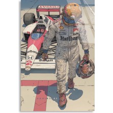 Steelartdec Efsane Formula 1 Pilotu Illüstrasyonu F1 Cam Tablo – Formula 1 Duvar Dekoru