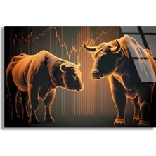 Steelartdec Boğa Ayı Borsa Cam Tablo