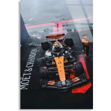 Steelartdec Mclaren Üstten Gece Yağmuru F1 Cam Tablo – Formula 1 Duvar Dekoru