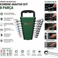 Bosch 1 600 A02 7ps Kombine Anahtar Takımı 8 Parça 8-19 mm Standlı