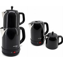 Awox Fresco Çaycı ve Kettle 2in1 Çelik Çay Makinesi 2200W Siyah