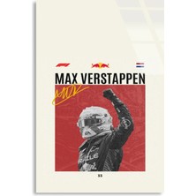 Steelartdec Max Verstappen Şampiyon Posteri F1 Cam Tablo – Formula 1 Duvar Dekoru