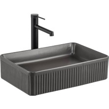 Lena - Tezgah Üstü Lavabo Mat Füme Outlet - E-W1004MF-